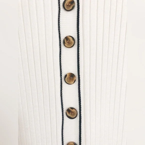 White Ribbed Maxi Dress with Buttons - Picture 13 of 16